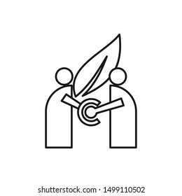 Commitment Teamwork Together Outline Business Logo Illustration Vector