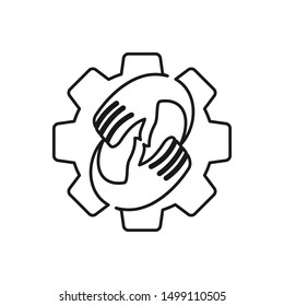 Commitment Teamwork Together Outline Business Logo Illustration Vector