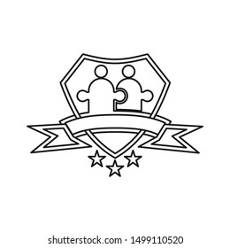 Commitment Teamwork Together Outline Business Logo Illustration Vector