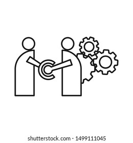 Commitment Teamwork Together Outline Business Logo Illustration Vector