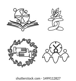 Commitment Teamwork Together Outline Business Logo Illustration Vector