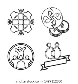 Commitment Teamwork Together Outline Business Logo Illustration Vector