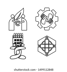 Commitment Teamwork Together Outline Business Logo Illustration Vector