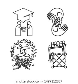 Commitment Teamwork Together Outline Business Logo Illustration Vector
