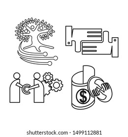 Commitment Teamwork Together Outline Business Logo Illustration Vector