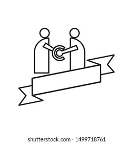 Commitment Teamwork Together Outline Business Logo Illustration Vector