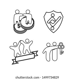 Commitment Teamwork Together Outline Business Logo Illustration Vector