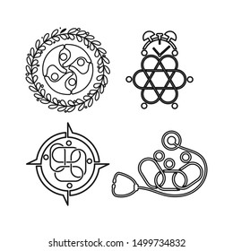 Commitment Teamwork Together Outline Business Logo Illustration Vector