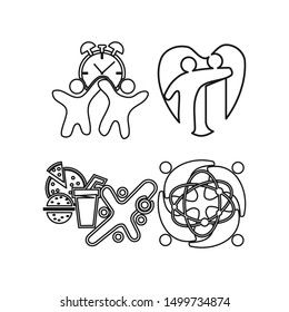 Commitment Teamwork Together Outline Business Logo Illustration Vector