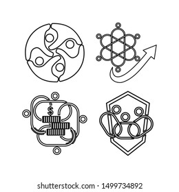 Commitment Teamwork Together Outline Business Logo Illustration Vector