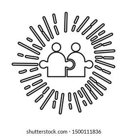 Commitment Teamwork Together Outline Business Logo Illustration Vector