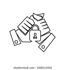 Commitment Teamwork Together Outline Business Logo Illustration Vector