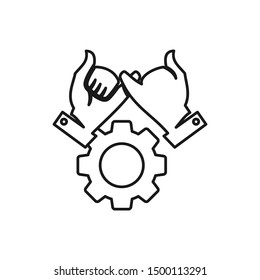 Commitment Teamwork Together Outline Business Logo Illustration Vector