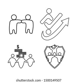 Commitment Teamwork Together Outline Business Logo Illustration Vector