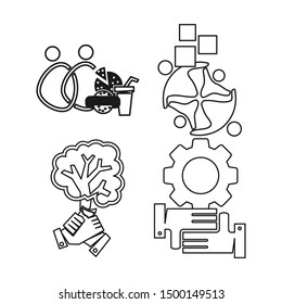 Commitment Teamwork Together Outline Business Logo Illustration Vector
