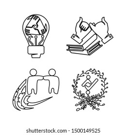 Commitment Teamwork Together Outline Business Logo Illustration Vector