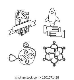 Commitment Teamwork Together Outline Business Logo Illustration Vector
