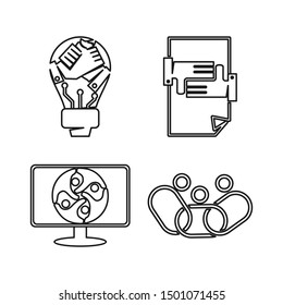Commitment Teamwork Together Outline Business Logo Illustration Vector