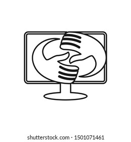 Commitment Teamwork Together Outline Business Logo Illustration Vector