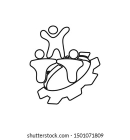 Commitment Teamwork Together Outline Business Logo Illustration Vector
