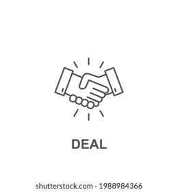 Commitment and trust. Hand shake agreement in business for contract sign partnership and decision making collaboration. Deal icon. Vector illustration. Design on white background. EPS 10