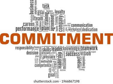 Commitment vector illustration word cloud isolated on a white background.