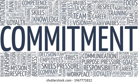 Commitment vector illustration word cloud isolated on a white background.