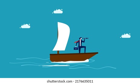 commitment to work. Business leaders are moving the ship forward. vector