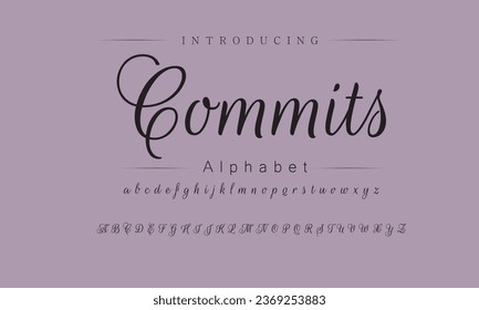 Commits Elegant Font Uppercase Lowercase and Number. Classic Lettering Minimal Fashion Designs. Typography modern serif fonts regular decorative vintage concept. vector illustration