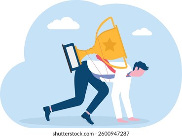 Committed to expertise. a businessman with a trophy running forward

