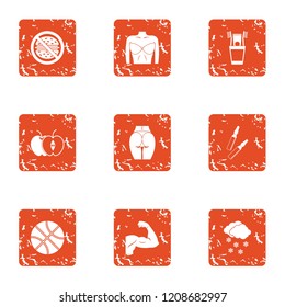 Committed icons set. Grunge set of 9 committed vector icons for web isolated on white background
