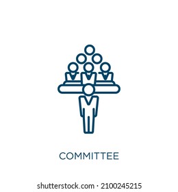 icono del comité. Icono de contorno de comité lineal delgado aislado en fondo blanco. Signo del comité de vector de línea, símbolo para web y móvil