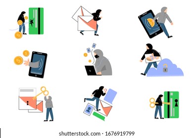 Committing cyber crimes in electronic technologies vector illustration