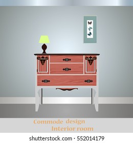 Commode design, commode icon, interior room, symbol furniture, commode illustration