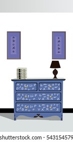 Commode design, commode icon, interiror room, symbol furniture, vector illustration