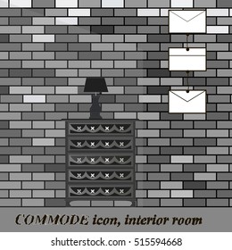 Commode icon black, interiror room, symbol furniture, vector illustration