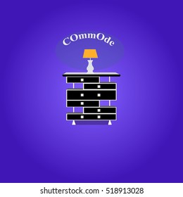 Commode icon black, interiror room, symbol furniture, vector illustration