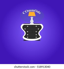 Commode icon black, interiror room, symbol furniture, vector illustration
