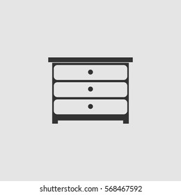 Commode icon flat. Black pictogram on grey background. Vector illustration symbol