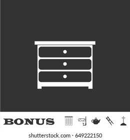 Commode icon flat. White pictogram on black background. Vector illustration symbol and bonus icons