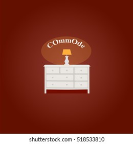Commode icon white, interiror room, symbol furniture, vector illustration