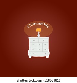 Commode icon white, interiror room, symbol furniture, vector illustration