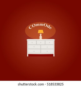 Commode icon white, interiror room, symbol furniture, vector illustration