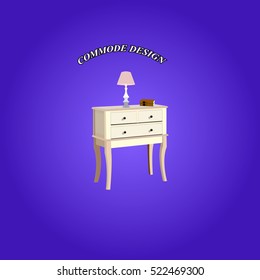 Commode icon white, interiror room, symbol furniture, vector illustration