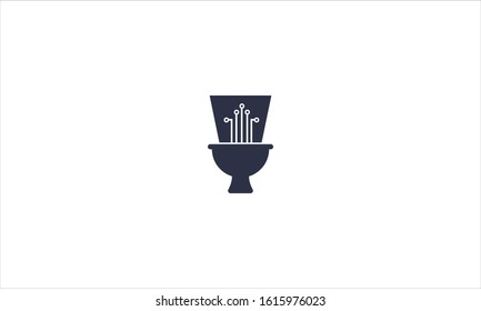 Commode toilet WC icon logo in circle in flat minimal vector logo design
