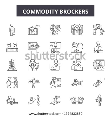 Commodity brokerage line icon signs. Linear vector outline illustration set concept.