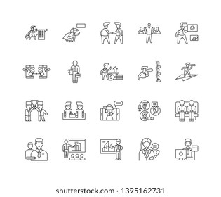 Commodity brokerage service line icons, signs, vector set, outline illustration concept 