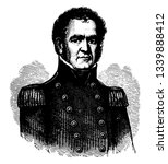 Commodore John Rodgers 1772 to 1838 he was a senior naval officer in the United States navy vintage line drawing or engraving illustration
