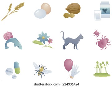 Common allergies icons, Ideal for menus, lunchrooms and schools