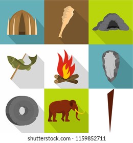 Common ancestor icons set. Flat set of 9 common ancestor vector icons for web isolated on white background